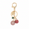 SPARKLING DOUBLE CHERRY KEYCHAIN CHARM PINK