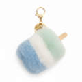 FLUFFY ICE CREAM BAR KEYCHAIN CHARM PASTEL BLUE MINT