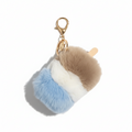 FLUFFY NEAPOLITAN ICE CREAM BAR KEYCHAIN LIGHT BROWN WHITE BLUE