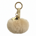 FLUFFY POM-POM BALL KEYCHAIN CHARM BEIGE