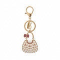 SPARKLING PEARL HANDBAG KEYCHAIN CHARM DIAMOND WHITE