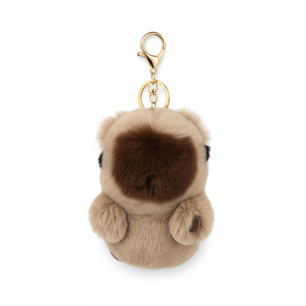 FLUFFY CAPYBARA KEYCHAIN CHARM LIGHT BROWN