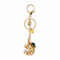 SPARKLING ORANGE FRUIT SLICED KEYCHAIN CHARM ORANGE
