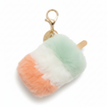 FLUFFY ICE CREAM BAR KEYCHAIN LIGHT GREEN WHITE ORANGE