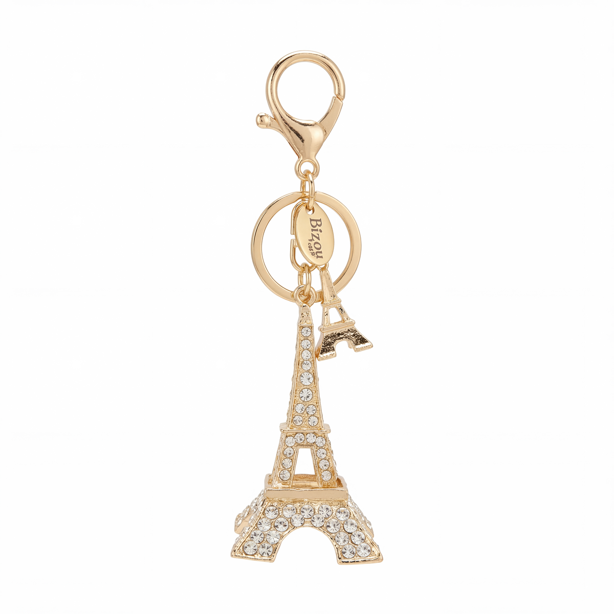 SPARKLING EIFFEL TOWER KEYCHAIN CHARM GOLD