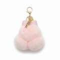 FLUFFY BUNNY KEYCHAIN CHARM POLKA DOTTED BOW PINK
