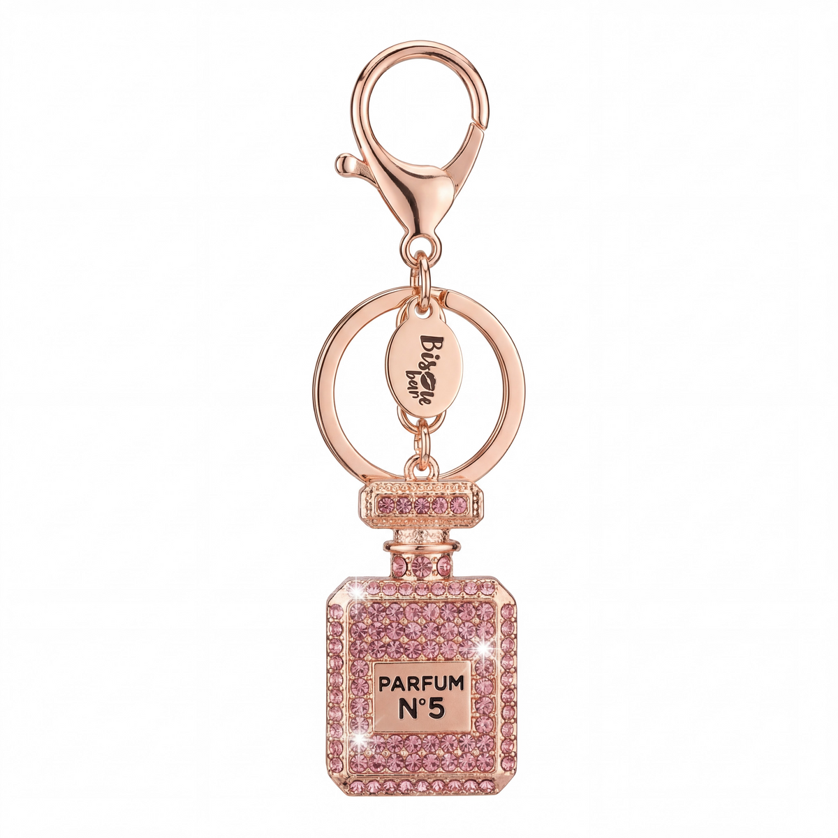 CRYSTAL PERFUME BOTTLE KEYCHAIN CHARM PINK