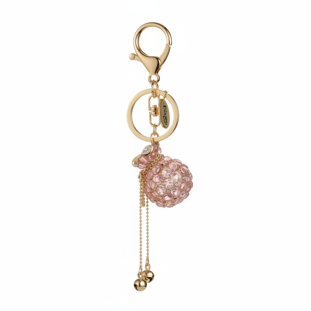 CRYSTAL RABBIT KEYCHAIN CHARM PINK