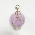 FLUFFY BALL PEARL KEYCHAIN LAVENDER