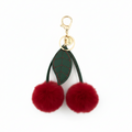 FLUFFY CHERRY POM-POM KEYCHAIN RED