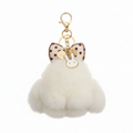 FLUFFY BUNNY KEYCHAIN CHARM POLKA DOT BOW WHITE