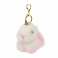 FLUFFY BUNNY KEYCHAIN CHARM WHITE AND PINK